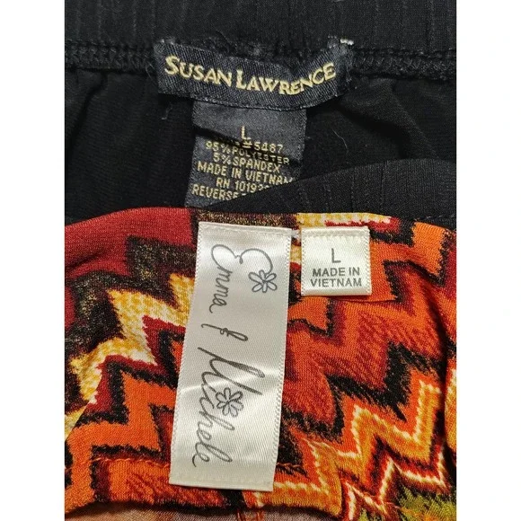 Lot Of 2 Women's Sz L Emma & Michelle Tunic + Susan Lawrence Black Leggings - Picture 3 of 5